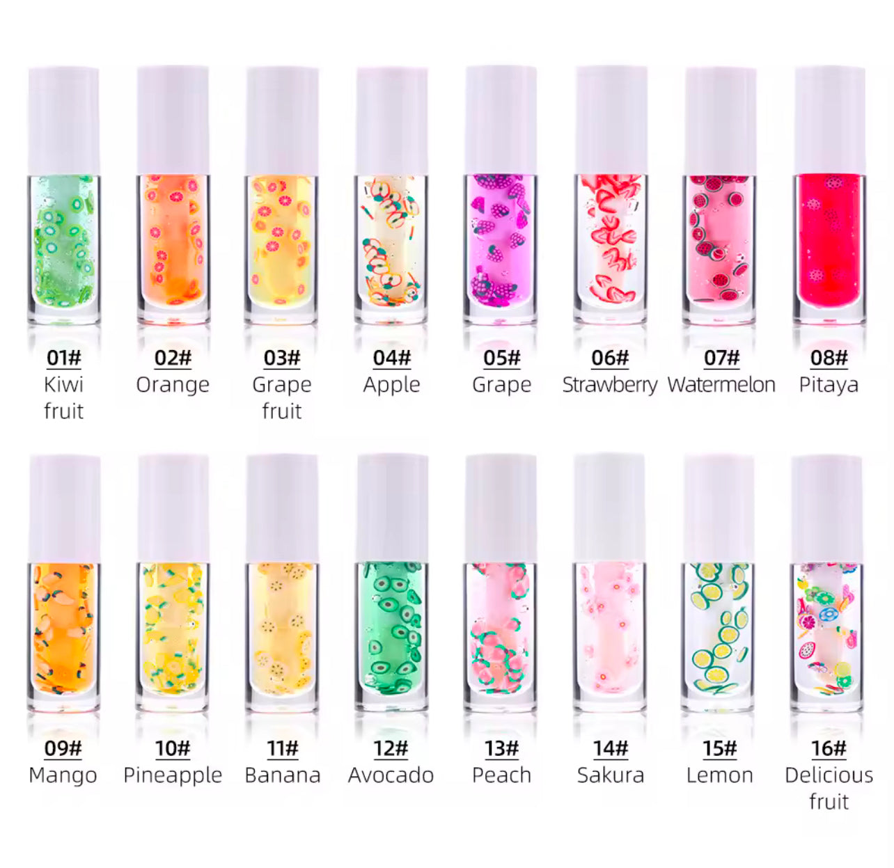 50pcs Wholesale Hydrating Long Lasting Fruity Lip Oils (NO LOGO)