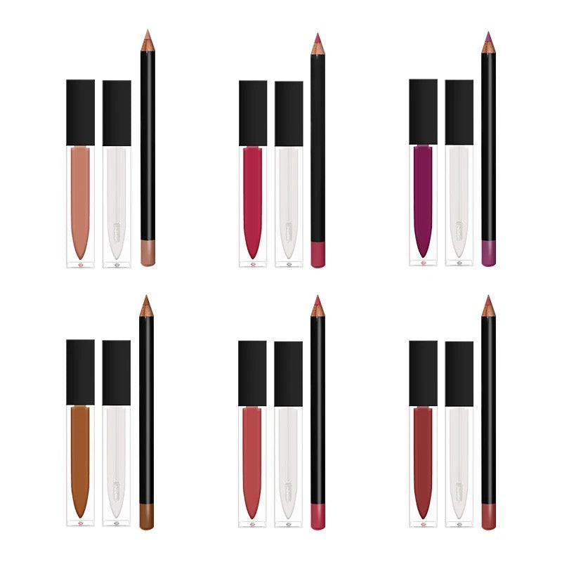 50pcs Private Label Matte Liquid Lipstick + Lip Oil + Lip Liner Kit