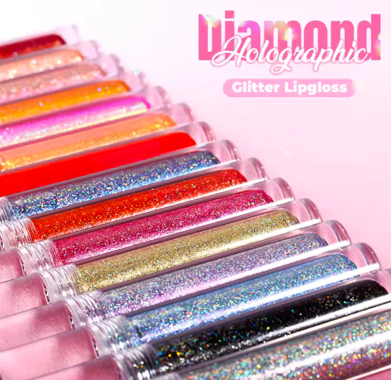 50pcs Wholesale Diamond Holographic Glitter Lipgloss (NO LOGO)